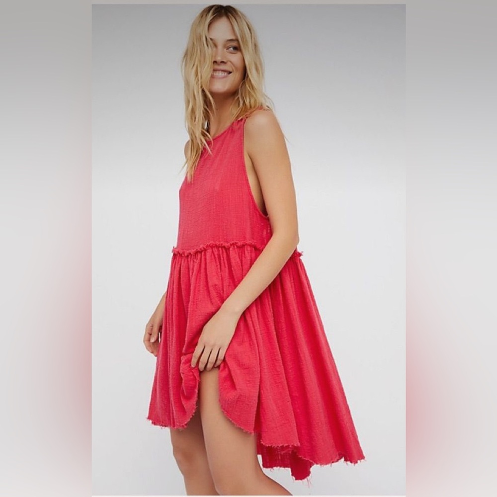 Free people linen tunic dress pink